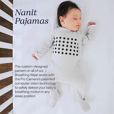 Nanit Breathing Wear newborn pajamas for baby breathing motion monitoring, soft fabric, and comfortable fit for infants.