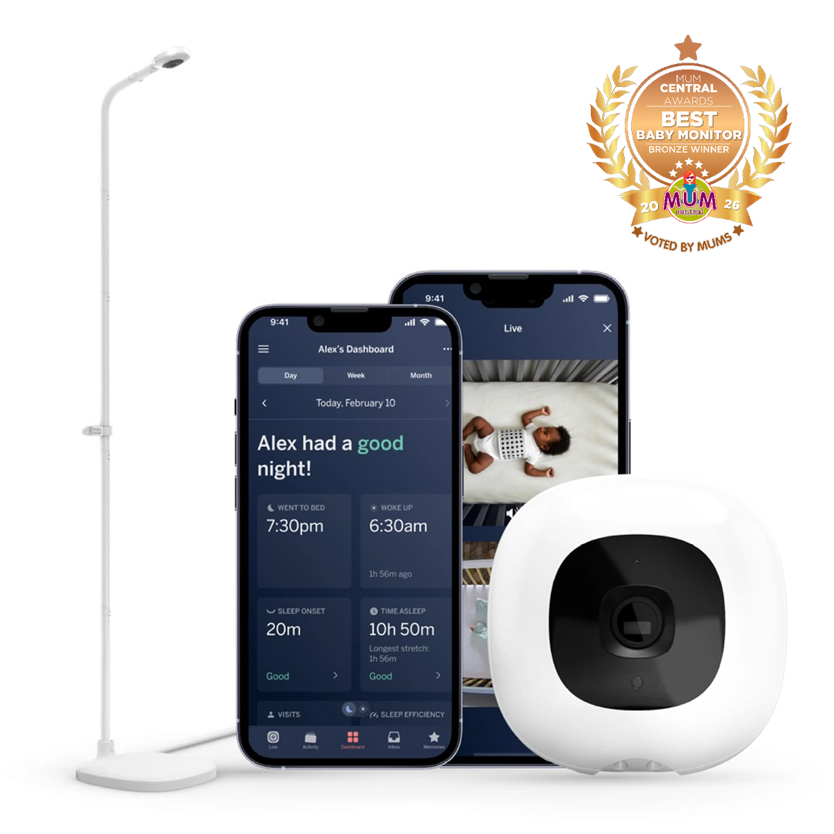 Nanit Smart Baby Pro Monitor with Floor Stand for Nursery Setup