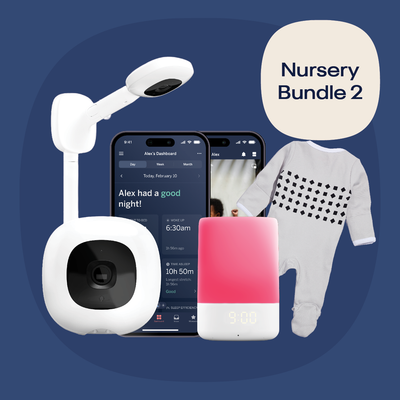 Nanit Nursery Bundle 2 including baby monitor, camera, and accessories in a modern nursery setup.